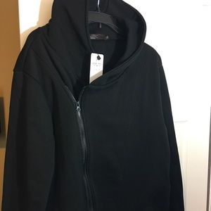 Black Hoodie w/off center zip detail